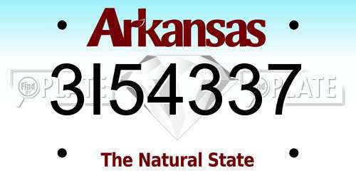 3I54337 Arkansas License Plate