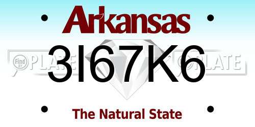 3I67K6 Arkansas License Plate