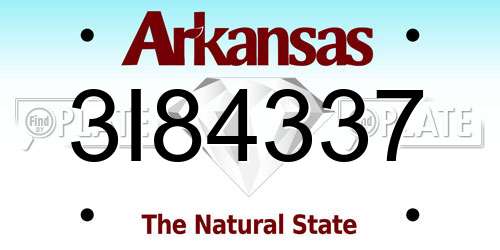 3I84337 Arkansas License Plate