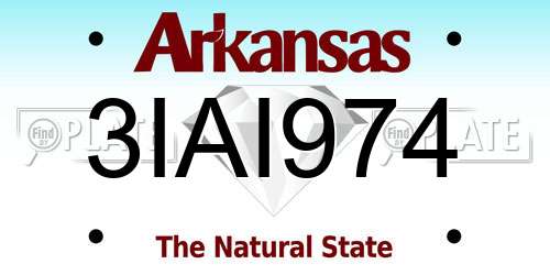 3IAI974 Arkansas License Plate