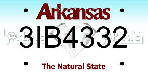 3IB4332 Arkansas License Plate
