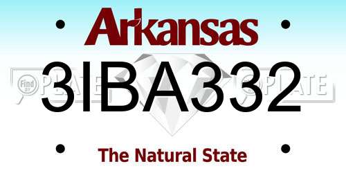 3IBA332 Arkansas License Plate