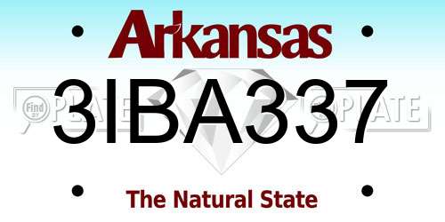 3IBA337 Arkansas License Plate