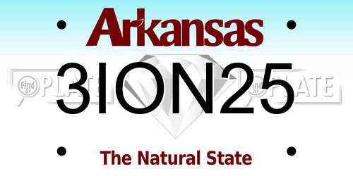 3ION25 Arkansas License Plate