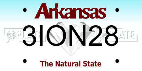 3ION28 Arkansas License Plate