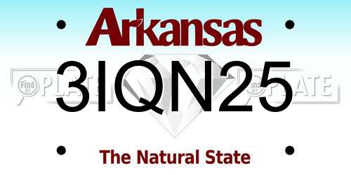 3IQN25 Arkansas License Plate
