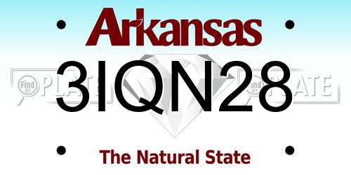 3IQN28 Arkansas License Plate