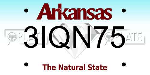 3IQN75 Arkansas License Plate