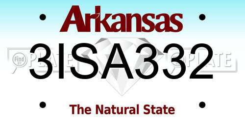 3ISA332 Arkansas License Plate