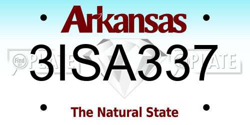 3ISA337 Arkansas License Plate