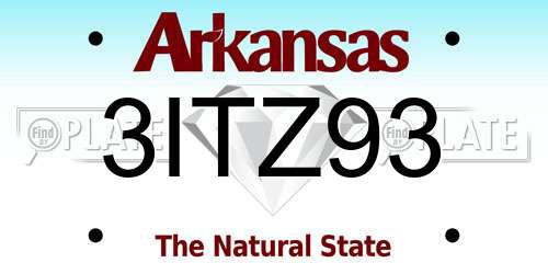 3ITZ93 Arkansas License Plate