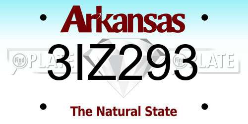 3IZ293 Arkansas License Plate