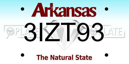 3IZT93 Arkansas License Plate