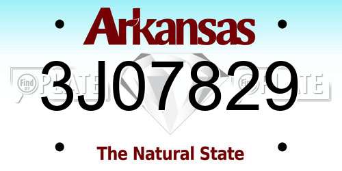 3J07829 Arkansas License Plate