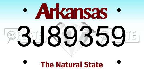 3J89359 Arkansas License Plate