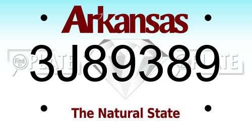 3J89389 Arkansas License Plate