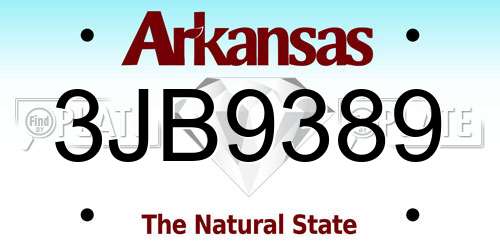 3JB9389 Arkansas License Plate