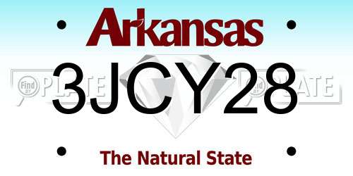 3JCY28 Arkansas License Plate