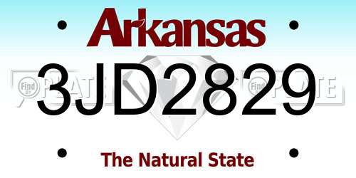3JD2829 Arkansas License Plate