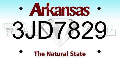 3JD7829 Arkansas License Plate