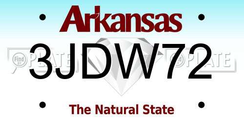 3JDW72 Arkansas License Plate