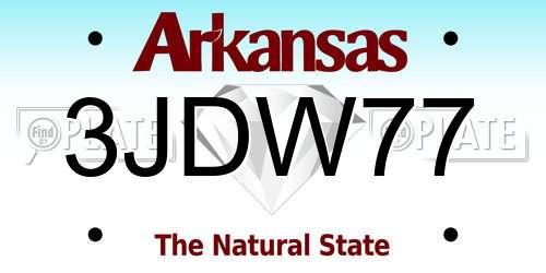 3JDW77 Arkansas License Plate