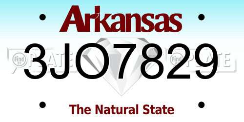 3JO7829 Arkansas License Plate