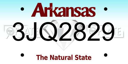 3JQ2829 Arkansas License Plate