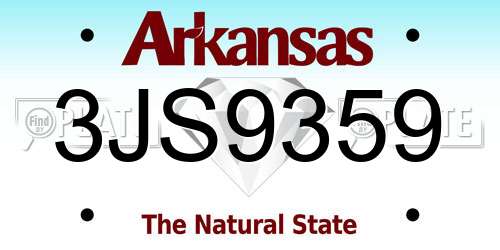 3JS9359 Arkansas License Plate