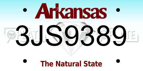 3JS9389 Arkansas License Plate