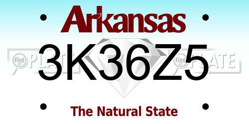 3K36Z5 Arkansas License Plate