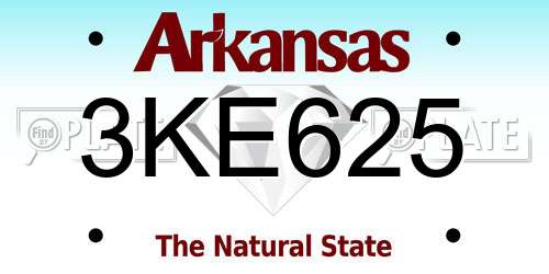3KE625 Arkansas License Plate