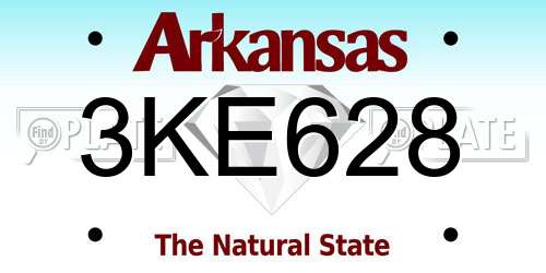 3KE628 Arkansas License Plate