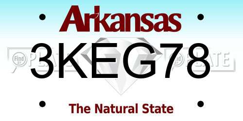3KEG78 Arkansas License Plate