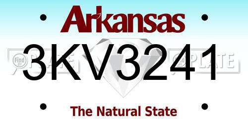 3KV3241 Arkansas License Plate