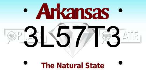 3L57T3 Arkansas License Plate