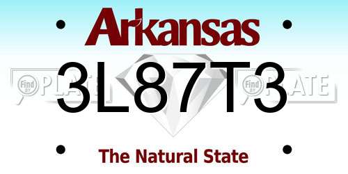 3L87T3 Arkansas License Plate