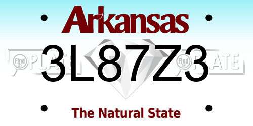 3L87Z3 Arkansas License Plate