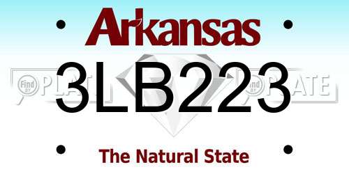 3LB223 Arkansas License Plate