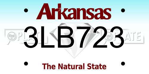 3LB723 Arkansas License Plate