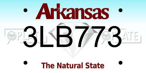 3LB773 Arkansas License Plate