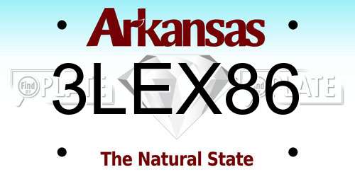 3LEX86 Arkansas License Plate