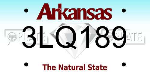 3LQ189 Arkansas License Plate