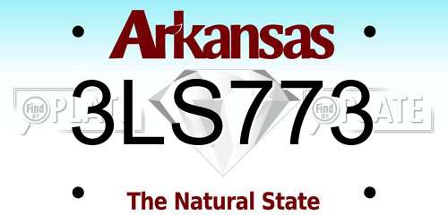 3LS773 Arkansas License Plate