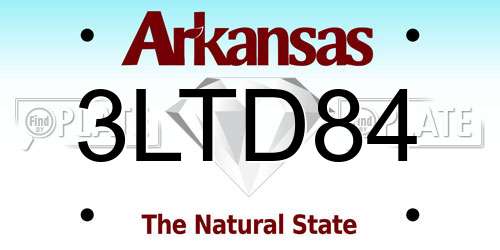 3LTD84 Arkansas License Plate