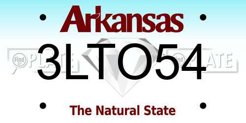 3LTO54 Arkansas License Plate