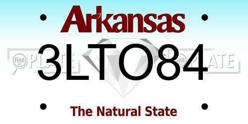 3LTO84 Arkansas License Plate