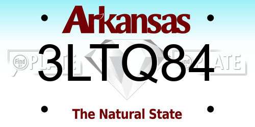 3LTQ84 Arkansas License Plate