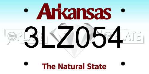 3LZ054 Arkansas License Plate