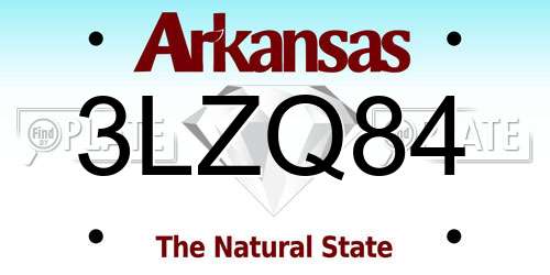 3LZQ84 Arkansas License Plate